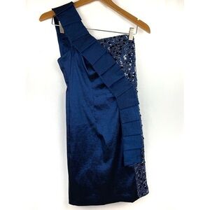 Betsy and Adam one shoulder ruffle sequin dress